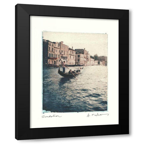 Gondolier Black Modern Wood Framed Art Print by Melious, Amy