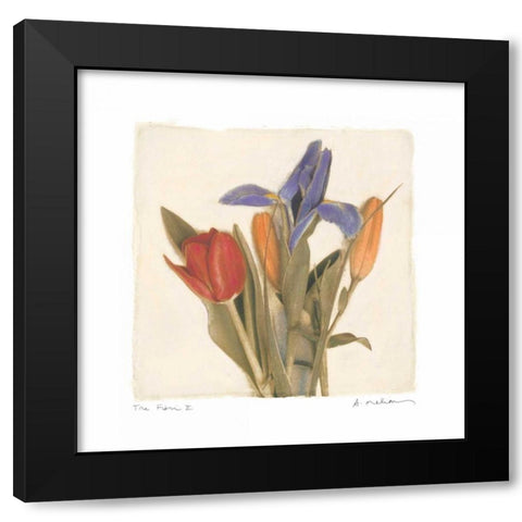 Tre Fiori II Black Modern Wood Framed Art Print with Double Matting by Melious, Amy