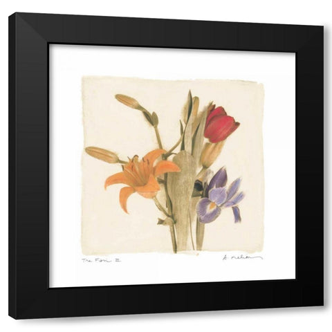 Tre Fiori III Black Modern Wood Framed Art Print with Double Matting by Melious, Amy