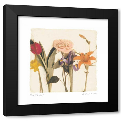 Tre Fiori IV Black Modern Wood Framed Art Print with Double Matting by Melious, Amy