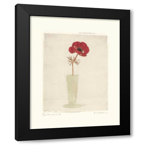 Red Anemones I Black Modern Wood Framed Art Print with Double Matting by Melious, Amy
