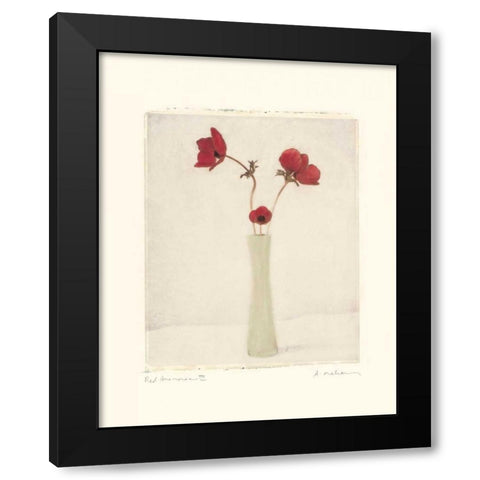 Red Anemones III Black Modern Wood Framed Art Print by Melious, Amy