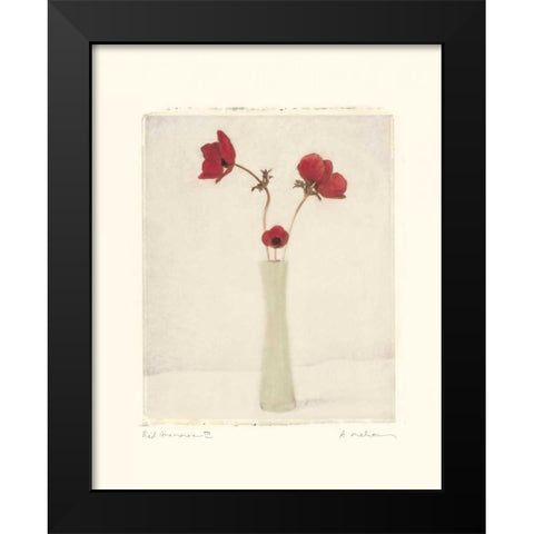 Red Anemones III Black Modern Wood Framed Art Print by Melious, Amy