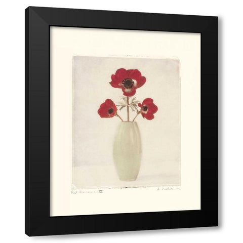 Red Anemones IV Black Modern Wood Framed Art Print with Double Matting by Melious, Amy