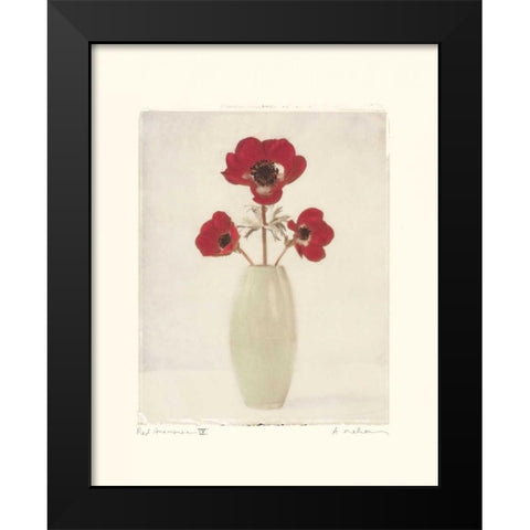 Red Anemones IV Black Modern Wood Framed Art Print by Melious, Amy