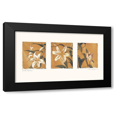 White Lilies Black Modern Wood Framed Art Print by Melious, Amy