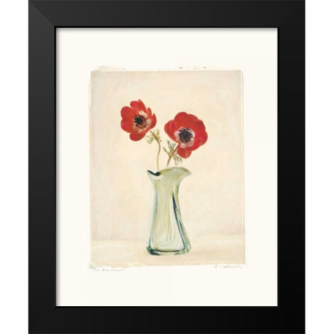 Two Anemones Black Modern Wood Framed Art Print by Melious, Amy