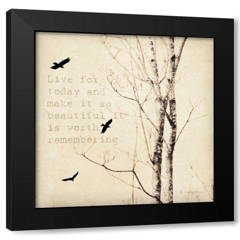 Birds and Branches II Black Modern Wood Framed Art Print with Double Matting by Melious, Amy