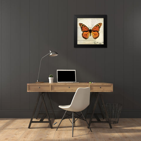 Butterflies Script II Black Modern Wood Framed Art Print by Melious, Amy