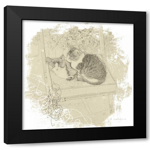 Feline Illustration II Black Modern Wood Framed Art Print with Double Matting by Melious, Amy