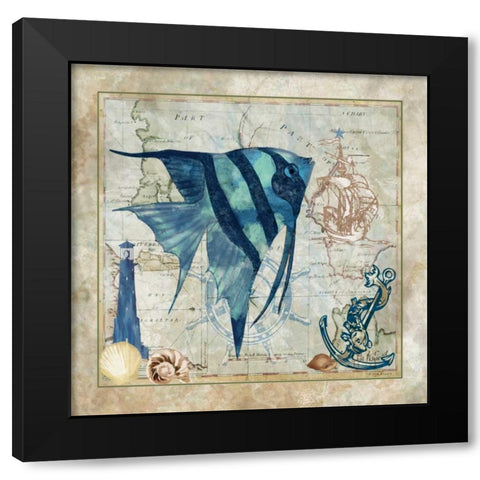 Nautical Fish I Black Modern Wood Framed Art Print by Meyer, Jill