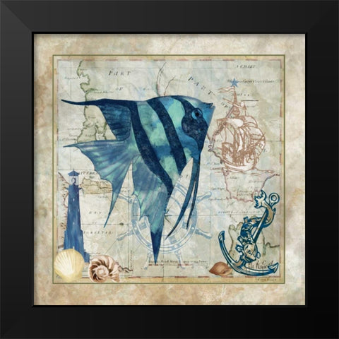 Nautical Fish I Black Modern Wood Framed Art Print by Meyer, Jill