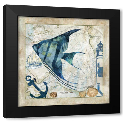 Nautical Fish II Black Modern Wood Framed Art Print with Double Matting by Meyer, Jill