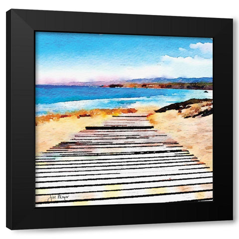Pier Review Black Modern Wood Framed Art Print by Meyer, Jill