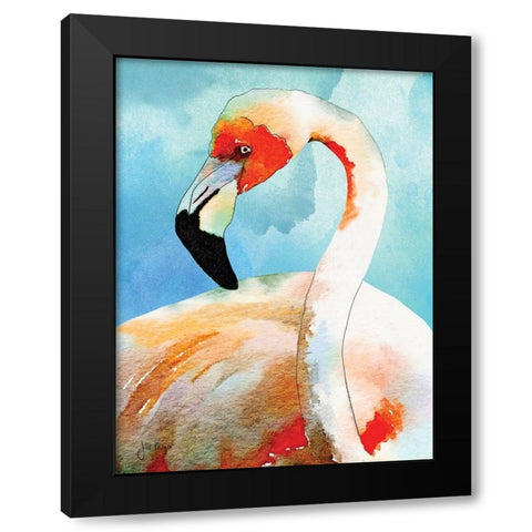 Amazing Flamingos II Black Modern Wood Framed Art Print with Double Matting by Meyer, Jill