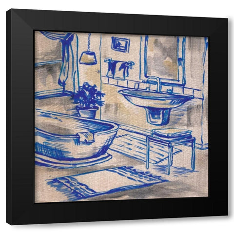 Deep Blue Bath I Black Modern Wood Framed Art Print with Double Matting by Ferry, Margaret
