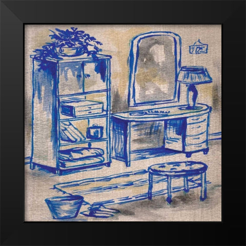 Deep Blue Bath II Black Modern Wood Framed Art Print by Ferry, Margaret