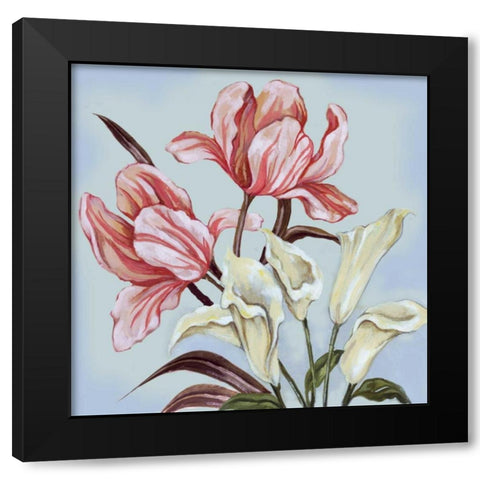 Pastel Floral II Black Modern Wood Framed Art Print with Double Matting by Ferry, Margaret