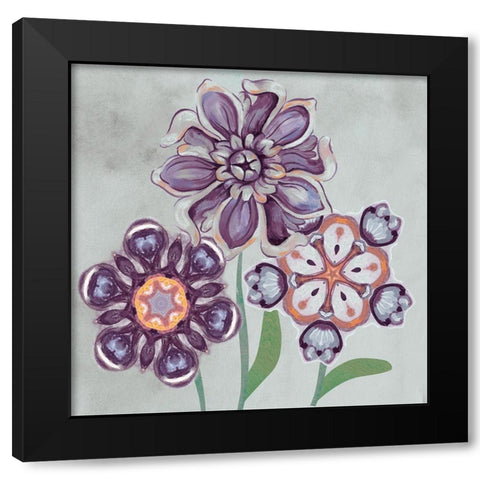 Posies In Purple I Black Modern Wood Framed Art Print with Double Matting by Ferry, Margaret