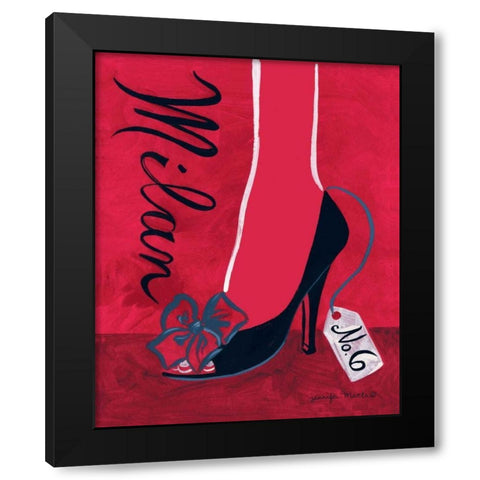 High Heels Milan Black Modern Wood Framed Art Print with Double Matting by Matla, Jennifer