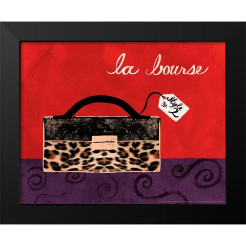 Leopard Handbag I Black Modern Wood Framed Art Print by Matla, Jennifer