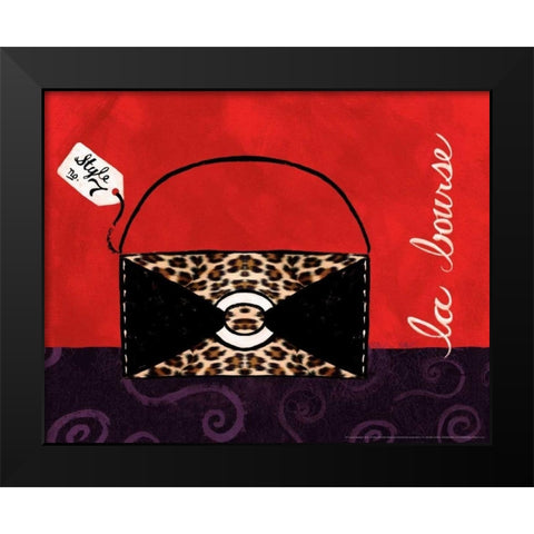 Leopard Handbag II Black Modern Wood Framed Art Print by Matla, Jennifer