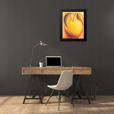 Apple Black Modern Wood Framed Art Print by Macaulay, Angus