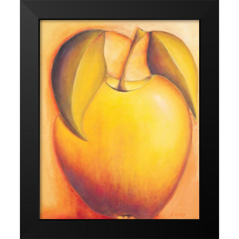 Apple Black Modern Wood Framed Art Print by Macaulay, Angus