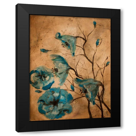 Blue Poppies II Black Modern Wood Framed Art Print with Double Matting by Monahan, Jodi