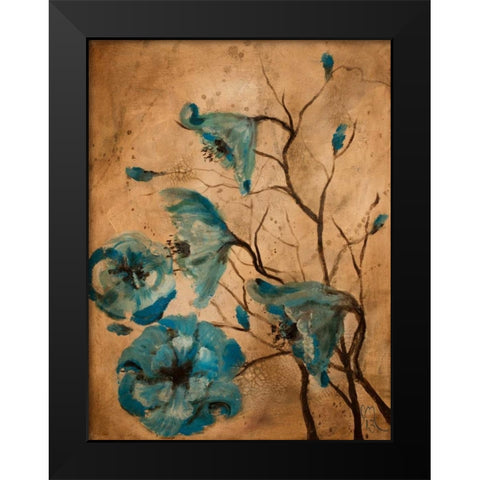 Blue Poppies II Black Modern Wood Framed Art Print by Monahan, Jodi
