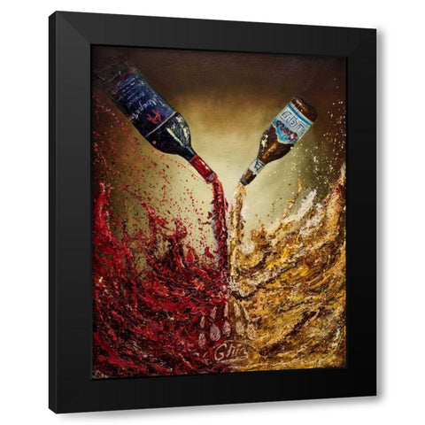 Pouring it Down Black Modern Wood Framed Art Print by Monahan, Jodi
