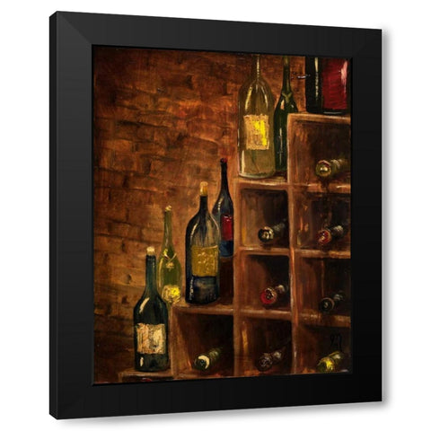 Racked Wine Black Modern Wood Framed Art Print by Monahan, Jodi