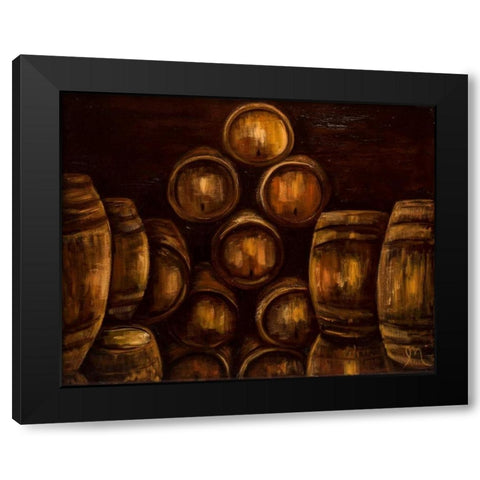 Wine Barrels Black Modern Wood Framed Art Print with Double Matting by Monahan, Jodi