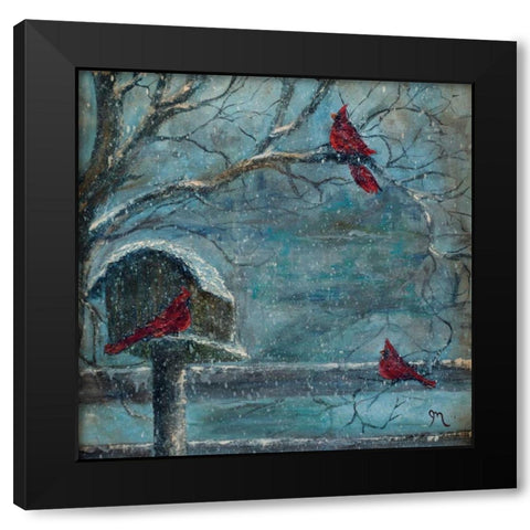 Three Reds Black Modern Wood Framed Art Print by Monahan, Jodi