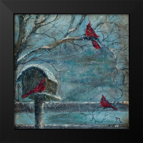 Three Reds Black Modern Wood Framed Art Print by Monahan, Jodi