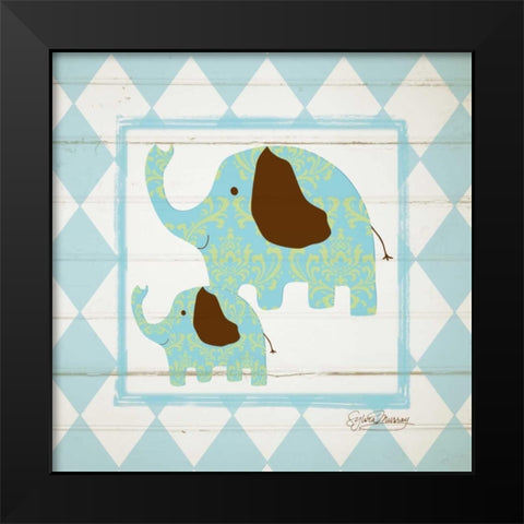 Elephants Black Modern Wood Framed Art Print by Murray, Sylvia