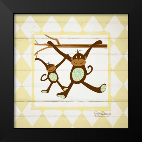Monkeys Black Modern Wood Framed Art Print by Murray, Sylvia