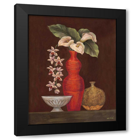 White Calla Lilies Black Modern Wood Framed Art Print by Misa, Eva