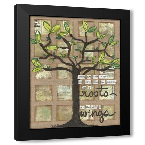 Roots And Wings Black Modern Wood Framed Art Print with Double Matting by Martin, Monica