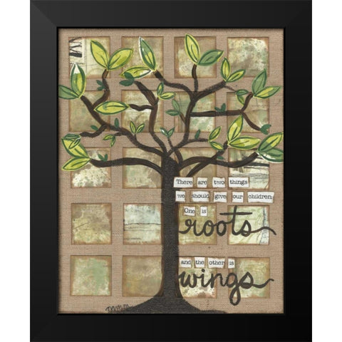 Roots And Wings Black Modern Wood Framed Art Print by Martin, Monica