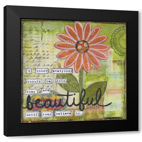 I Think Black Modern Wood Framed Art Print by Martin, Monica