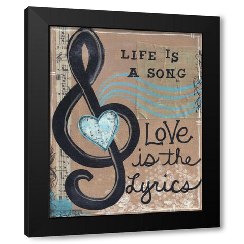 Life Is A Song Black Modern Wood Framed Art Print by Martin, Monica