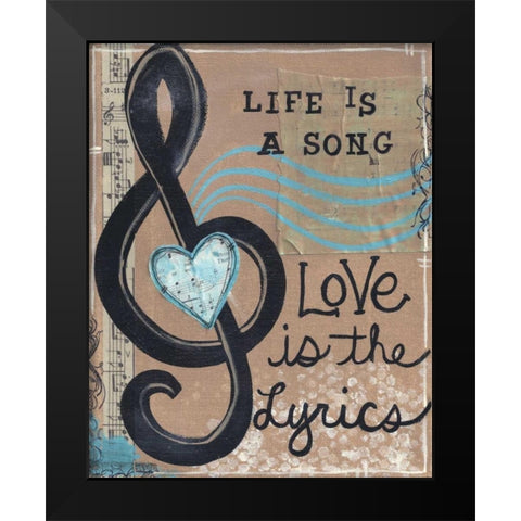 Life Is A Song Black Modern Wood Framed Art Print by Martin, Monica