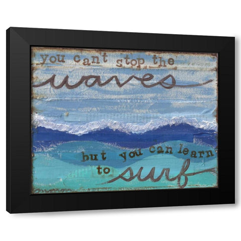 Waves Surf Black Modern Wood Framed Art Print with Double Matting by Martin, Monica