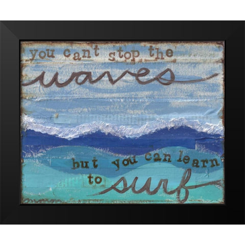 Waves Surf Black Modern Wood Framed Art Print by Martin, Monica