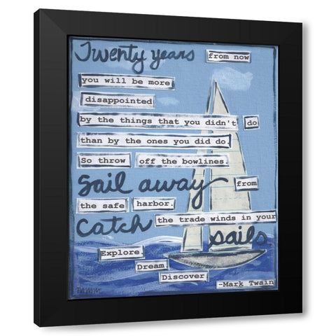 Sailing Black Modern Wood Framed Art Print by Martin, Monica