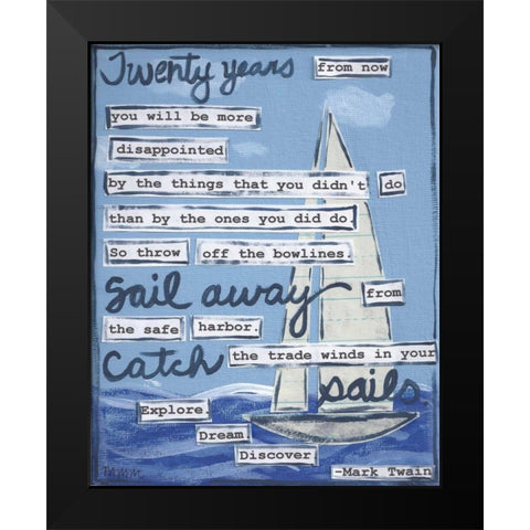 Sailing Black Modern Wood Framed Art Print by Martin, Monica