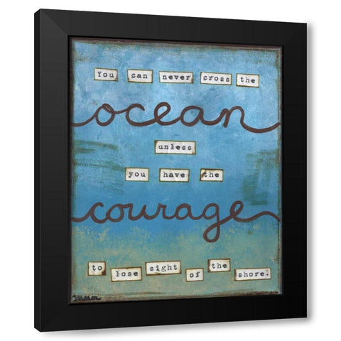 Ocean Courage Black Modern Wood Framed Art Print by Martin, Monica