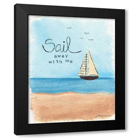 Sail Away Black Modern Wood Framed Art Print by Martin, Monica