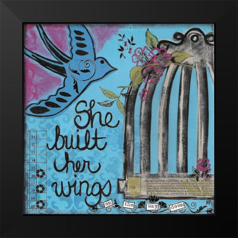 She Built Her Wings Black Modern Wood Framed Art Print by Martin, Monica